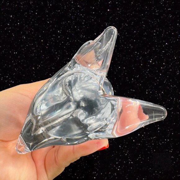 Venetian Clear Art Glass Bird Duck Clear Crystal Green Manganese 365nm UV Glow - Picture 11 of 16